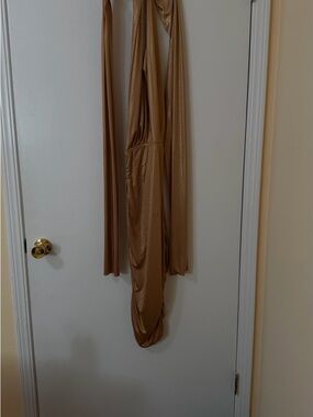 Moda International sexy Shimmery Bronze Halter dress